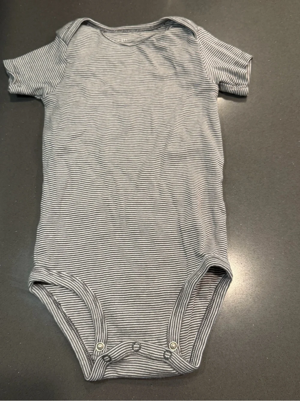 Carter's Gray and White Striped Short Sleeve One-Piece Bodysuit